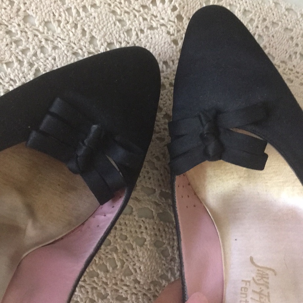 Vintage Saks Fifth Ave. satin heels black